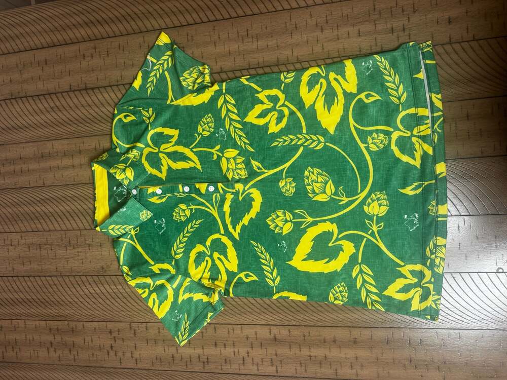 Oahu Golf Est 2015 Green and Yellow Floral Performance Polo Shirt